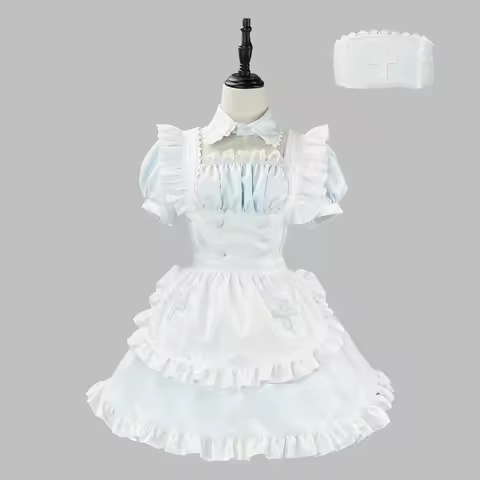 Cute Clever Lolita Dress Medical Maid Apron Outfit Nurse Cosplay Costume Stage Performance Fancy Cos