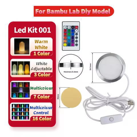 For Bambu Lab LED Lamp Kit 001 Warm White DC 5V 3W for Bambu Lab 3D Printer Official Bambu Lab Acces
