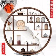 HY-D Antique Shelf Solid Wood Chinese Style Wall-Mounted Duobao Pavilion Wall-Mounted Teapot Shelf Shelf Frame Partition