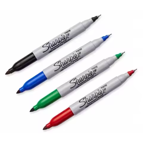 4colors/Lot Sharpie 32000 Fine Marker Pen Twin Tip Markers Quick Dry Ink Smooth Writing for Office,L