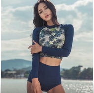 2034 兩件裝 潛水衣 長袖女裝 泳衣 高腰 短褲 防晒 水母衣 浮潛服裝 沖浪衣