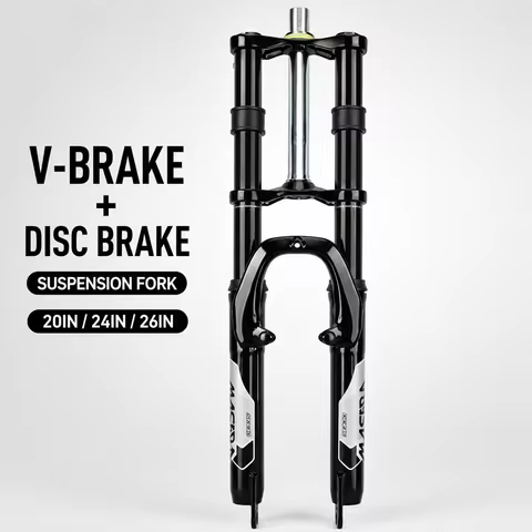 MTB Dual Crown Suspension Fork 20 24 26 Inch Bicycle Front Fork V Brake B-Pillar Disc Mount 1-1/8 St