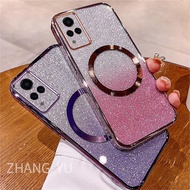 Casing VIVO V21 4G 5G V21E 4G Phone Case Magnetic suction patch New Gradient Gloss Paper Sparkling P