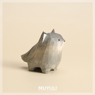 Wood Carving Big Gray Wolf Desktop Decoration Cute Girl Zodiac Lamb Couple Pair Decoration 38 Days B