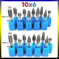 10x6mm Tungsten Carbide Burr 6mm Single Cut Double Cut Rotary Porting Tool Mata Porting Mata Korek