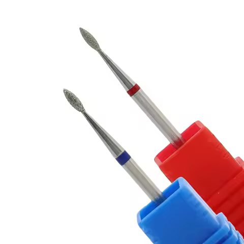 Fine Diamond Nail Drill Bits Flame Shape Russian Mills Cuticle Clean Burr Electric Manicure Drills N