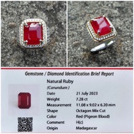 Cincin Permata Batu Natural Ruby Pigeon Blood Ring Perak Memo Original