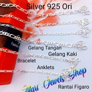 💥WHOLE SALES💥(BA11) SILVER 925 ORIGINAL FIGARO BRACELET/ANKLET RANTAI TANGAN/KAKI GELANG TANGAN/KAKI