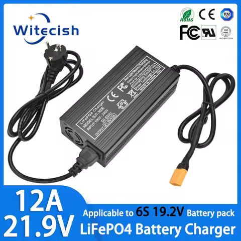 6S LiFePO4 21.9V 12A Battery Charger Equipped with a fast-cooling fan For 6S 19.2V LiFePO4 Battery P