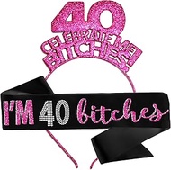 Funny 40th Birthday Gifts for Her - Womens 40th Birthday Accessories - 40th Birthday Sashes and Tiar