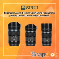 Sirui Sniper 23mm, 33mm &amp; 56mm F1.2 APSC Auto-Focus Lens Kit (E Mount, Z Mount , X Mount  (Black, Carbon Fiber) ประกันศูนย์ไทย