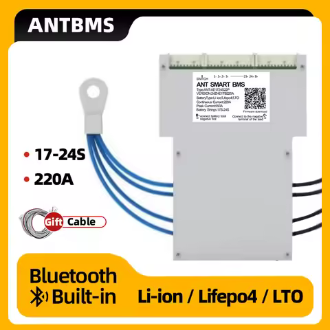 ANT Smart BMS 17S 18S 19S 20S 21S 22S 23S 24S Li-ion Lifepo4 LTO Battery 60V 72V Continuous 220A pea