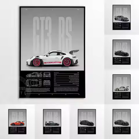 Minimalist 911 Turbo GT3-RS GT4 RS Hyper Car Sports Car Supercar Poster Canvas Painting Motosport Wa
