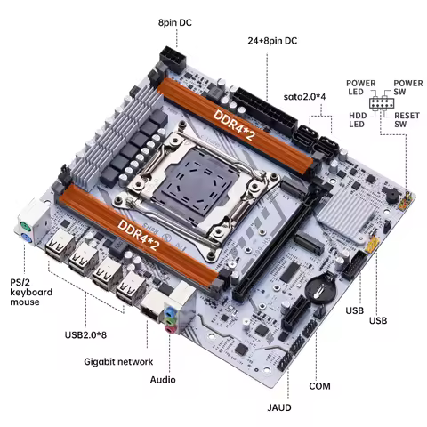 X99 Motherboard DDR4 RAM QIYIDA X99 Gaming Motherboard Kit with Xeon E5 2680 V4 DDR4 16GB=8Gx2 RAM M