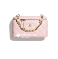 全新chanel  -Vanity with chain 長盒子 22B 粉紅色 light pink 復古珠寶金鏈 lambskin 內鏡面