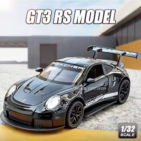 1:32 GT3RS Mini Sports Car Model Toys Alloy Diecast 911 Supercars 4 Doors Opened Sound Light Pull Ba