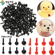 SUYO 100pcs/bag Safety Oval Nose Black/Red 3mm/4mm/5mm/6mm for Teddy Dog Animals Noses Accessories