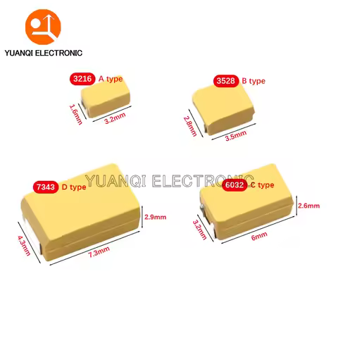 10pcs A B C D Type Tantalum Capacitor 100UF 0.22UF 1UF 4.7UF 10UF 22UF 33UF 47UF 220UF 330UF 470UF 6