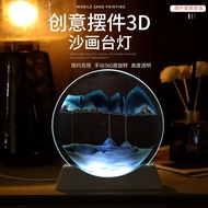 Quicksand Painting Decoration with Light Creative Decompression Living Room Wine Cabinet Decoration Table Lamp Light Lux