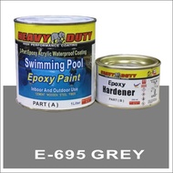 695 GREY SWIMMING POOL EPOXY PAINT /Heavy Duty • 2-Part Epoxy Acrylic Waterproof Coating • Kolam Renang