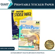 Matte Kraft A4 Photo Sticker Paper 175GSM (20 Sheets) - Ideal for Home & Small Business Crafts