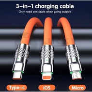 3-in-1 FAST CHARGING 120W TYPE C DATA Cable - MICRO - iphone