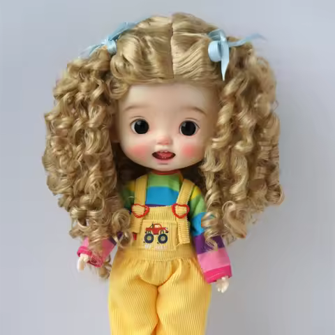 JD797 Long Mid Parting Bow tied mermaMermaid curls Synthetic Mohair BJD Wigs OB11 1/8 1/6 1/4 1/3 YO