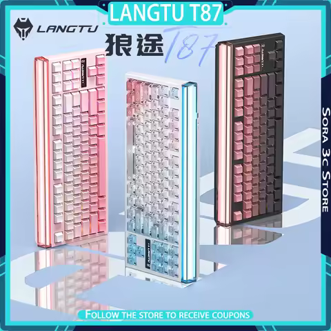 LANGTU T87 Ultra Mechanical Keyboard Wireless Tri Mode 3D Stereoscopic Light Box Dual 8K Low Latency