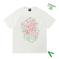 COD [/Recommended] Heavy 230g Double Yarn Pure Cotton Combed Tight Rose Pattern Printed Short-Sleeve