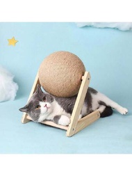 高級純金麻繩貓抓球玩具-堅固的磨爪板讓貓咪繼續保持娛樂