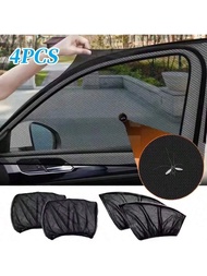 2pcs/4pcs Car Sunshade Screen, Anti-Mosquito Insulation, Ultraviolet Protective Glass, Sunscreen Net