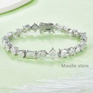 All Real Moissanite Diamond Tennis Bracelet Fancy Cut Luxury 0.5CT 100% S925 Silver Women Charm Brac