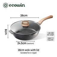 Ecowin Maifan กระทะก้นลึก 24/28/30/32cm การเคลือบหินทางการแพทย์ ไม่ติดกระทะ ใช้ได้กับเตาแก๊สและเตาแม