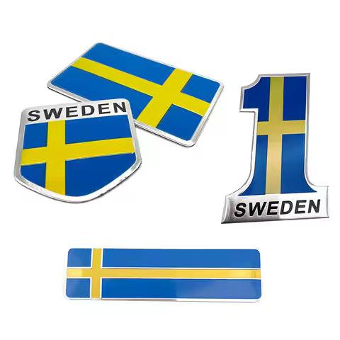 3D Motorcycle Aluminum Alloy Sweden National Flag Emblem Badge Decal Car Body Window Door Sticker fo