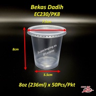 2oz/4oz/6oz/8oz X50Set PP Round Plastic Container with lids Bekas Jeli Bekas Dadih Bekas kek Coklat 