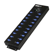 20 Ports Powered USB 2.0 Hub, Industiral USB Hub, USB Splitter 12V 10A External Power Adapter, Outpu