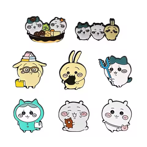 8pcs Kawaii Chiikawa Badge Cute Little Lucky Badge Creative Metal Badge Clothing Hat Bag Collection 