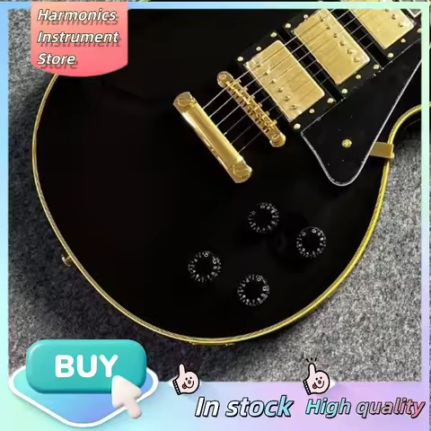 LPQ Electric Guitar HHH Pickups Black Mahogany Body Style Ebony Fretboard Cust Binding Gold Hardware
