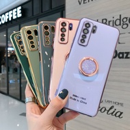 Case OPPO A94 A15S A53 2020 A3s A12e A5s A7 A12 A15 A83 A52 A92 A5 A9 A31 A91 2020 Reno 3 2F 2 Soft Plating All-inclusive Lens TPU Phone  With Ring Popsocket Case