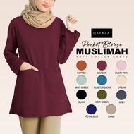QAYRAA Lily Pocket Muslimah Moscrepe Long Sleeve Blouse - Size 36-52