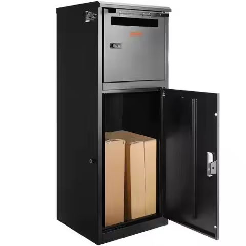 Galvanized Steel Outdoor Package Delivery Box 16.2x15.8x44 with Coded Lock & Waterproof Baffle – Sec