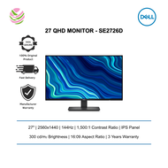 Dell 27 QHD Monitor - SE2726D (2560x1440/ IPS/ 144Hz/ VESA/ HDMI/ DP) DL-210-BVGM