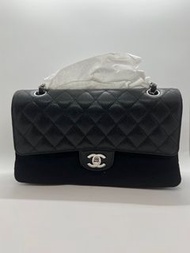 Chanel Black Caviar Classic Double Flap Silver Buckle