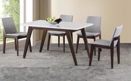 Cora 1+4 Marble Top Dining Table and Chair Set