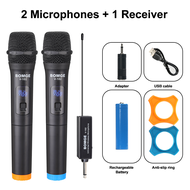 BOMGE Metal Wireless Microphone set Professional UHF Cordless Dynamic Dual Handheld Mic  System for Home Karaoke Meeting Party Church DJ Wedding Home KTV 200f