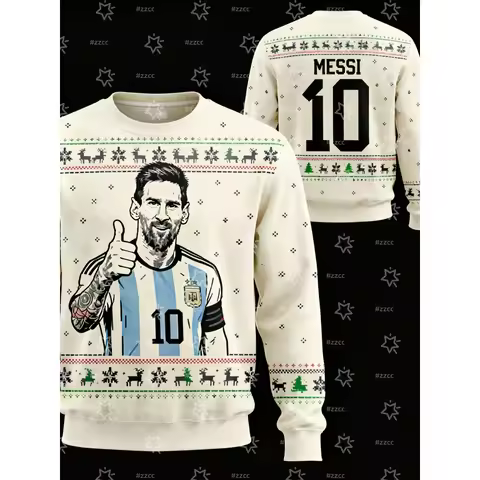 Messi's Christmas sweatshirt Football sweatshirts No. 10 3D Print Autumn Y2K Children's Hoodies Men'