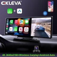 EKLEVA 10.26" 4K Car DVR Wireless CarPlay Android Auto WiFi AUX Dash Cam GPS FM Rearview Camera Video Recorder Dashboard