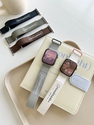[HOT JUXXKWIHGWH 514] คู่ใหม่สร้อยข้อมือสำหรับ Apple Watch Band 41มม. 45มม. 38มม. 42มม. เกาหลีหนังสำหรับ IWatch Series 7 6 SE 5 4 3