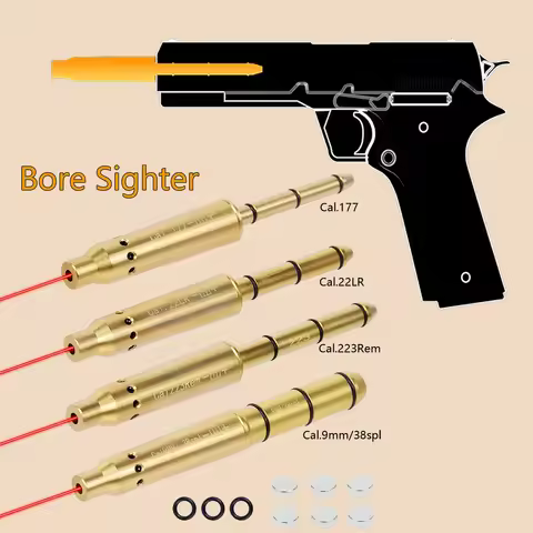 Tactical Laser Bore Sight 9mm .38spl .177 22LR 7.62mm Cal Red Laser Boresighter End Barrel For .22 L