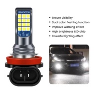 24LED H11 Car LED Fog Lamp Dual Color H8 Super Bright Automotive Fog Lights White Yellow